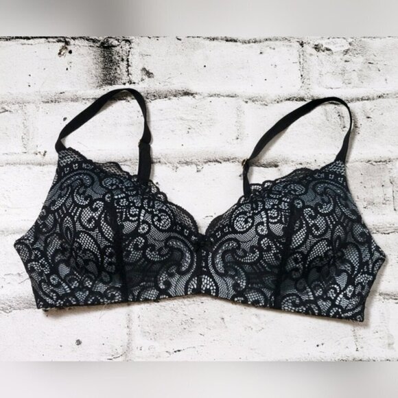La Vie En Rose Other - La Vie En Rose Lace Push Up Bra 38C Black Blue Padded Underwire